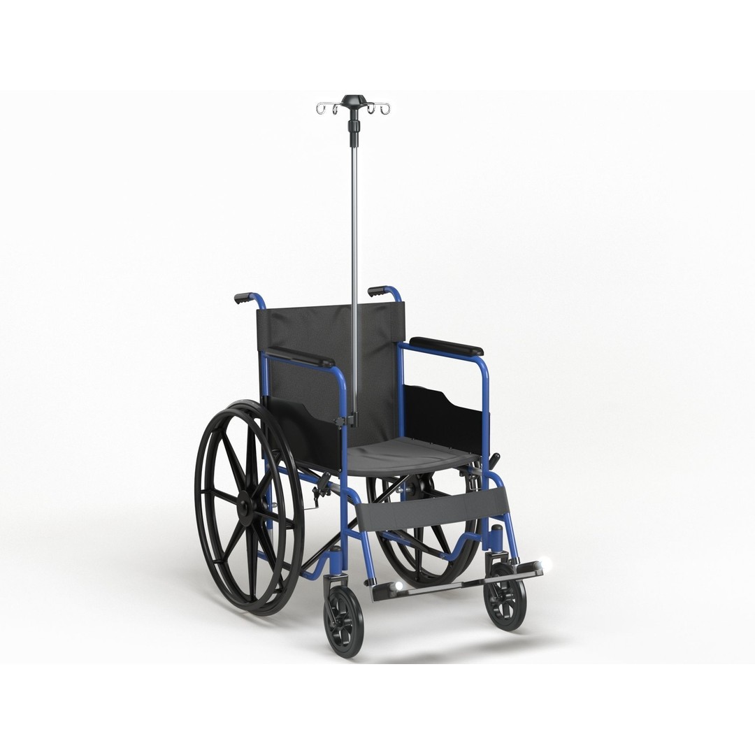 Wheelchair 3D Model – Low Poly Medical Asset, PBR Textures - View 4