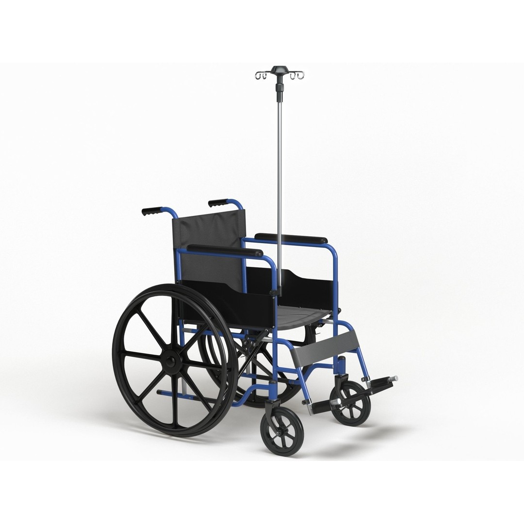 Wheelchair 3D Model – Low Poly Medical Asset, PBR Textures - View 5