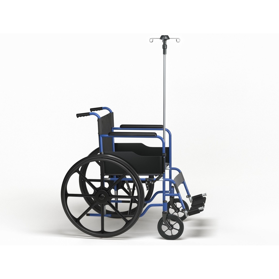 Wheelchair 3D Model – Low Poly Medical Asset, PBR Textures - View 6