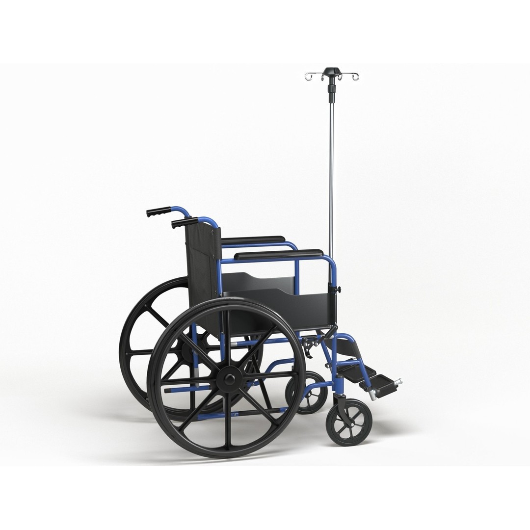 Wheelchair 3D Model – Low Poly Medical Asset, PBR Textures - View 7
