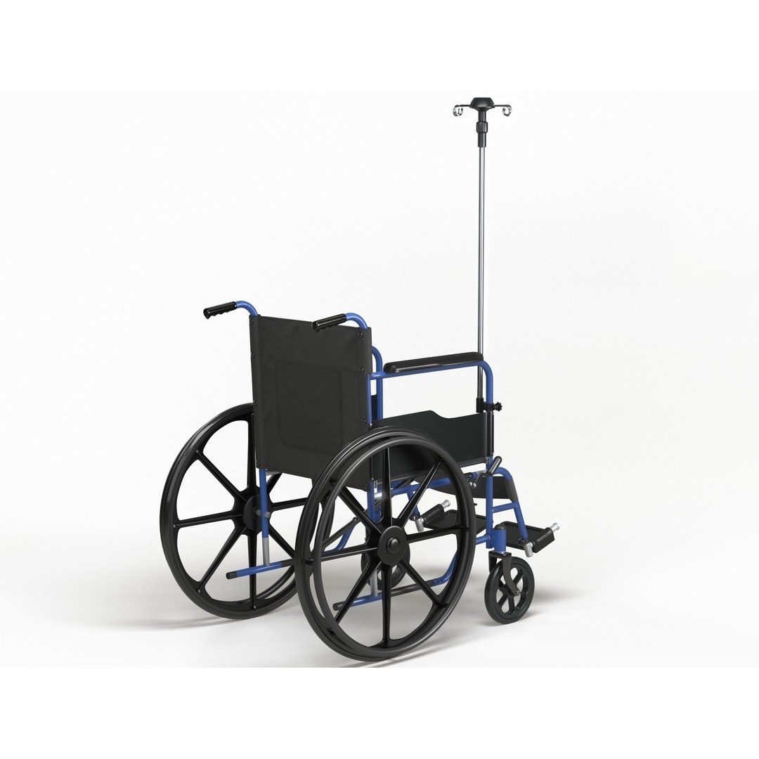 Wheelchair 3D Model – Low Poly Medical Asset, PBR Textures - View 8