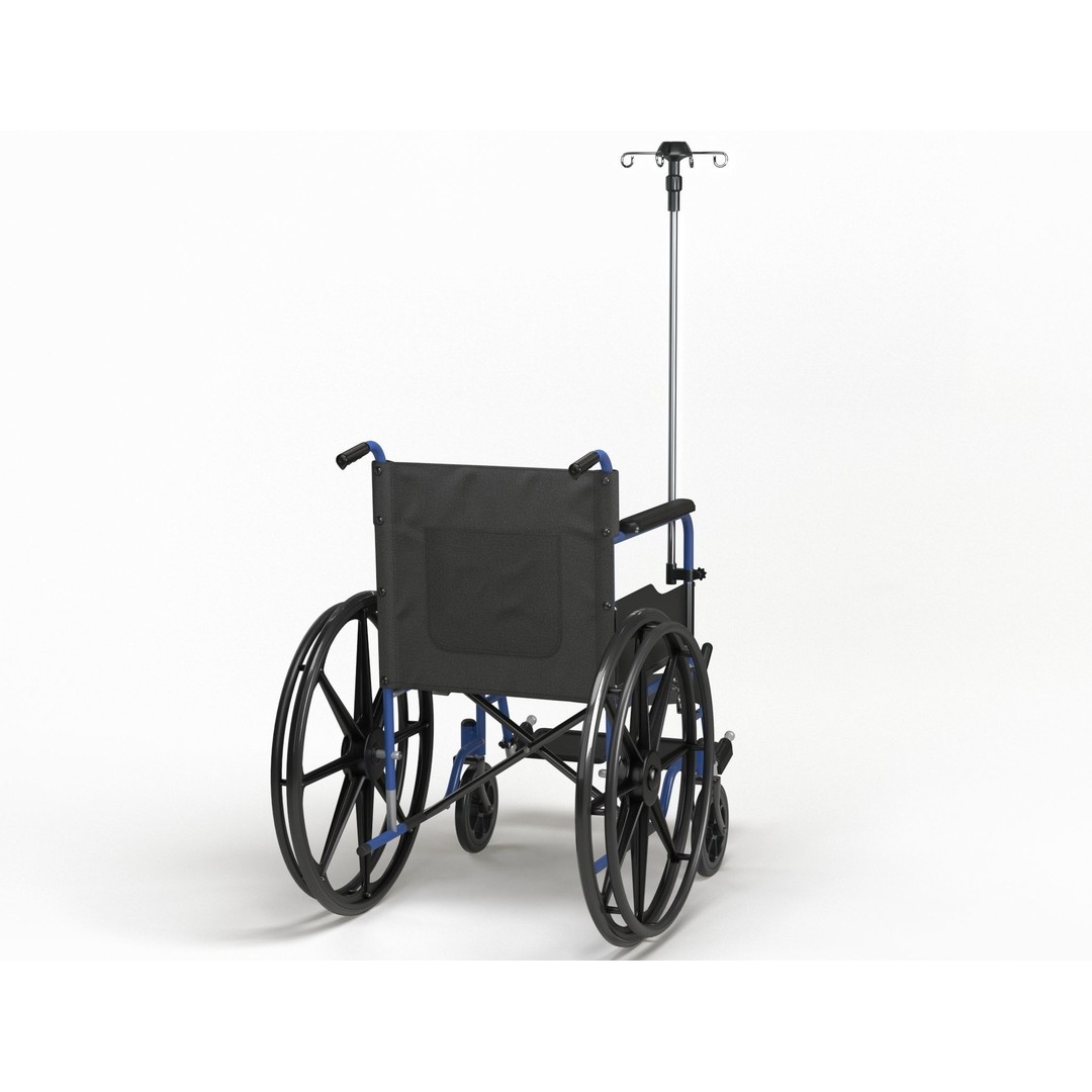 Wheelchair 3D Model – Low Poly Medical Asset, PBR Textures - View 9
