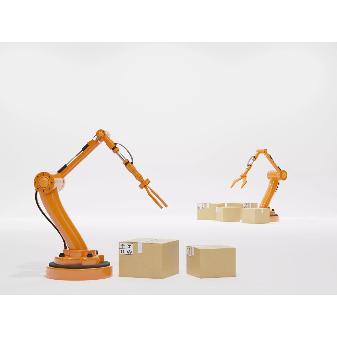 Industrial Robot Arm 3D Model – Low Poly Game Asset, FBX, OBJ - View 2