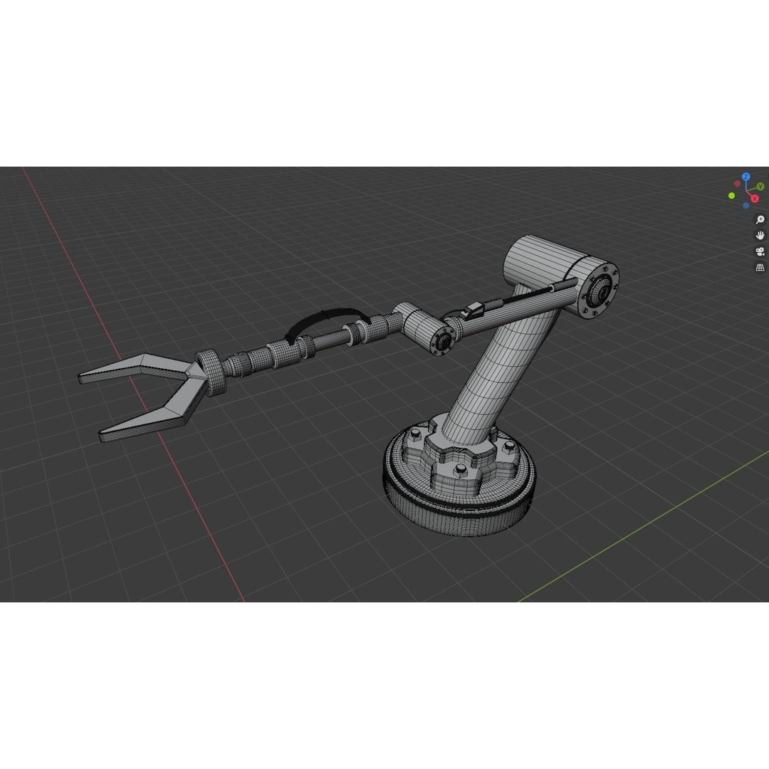 Industrial Robot Arm 3D Model – Low Poly Game Asset, FBX, OBJ - View 4