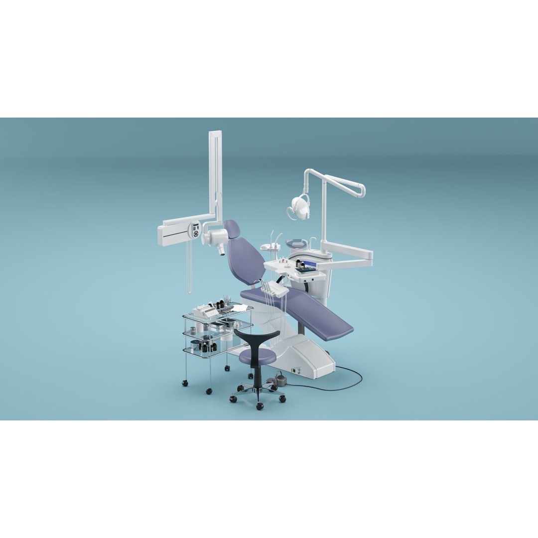 Dental Chair 3D Model – Modern Medical Furniture, FBX & OBJ Formats - View 3
