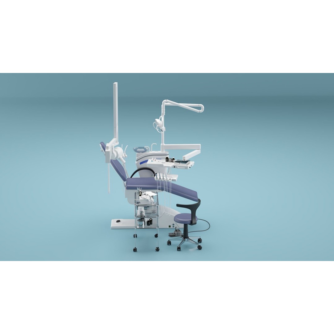 Dental Chair 3D Model – Modern Medical Furniture, FBX & OBJ Formats - View 4