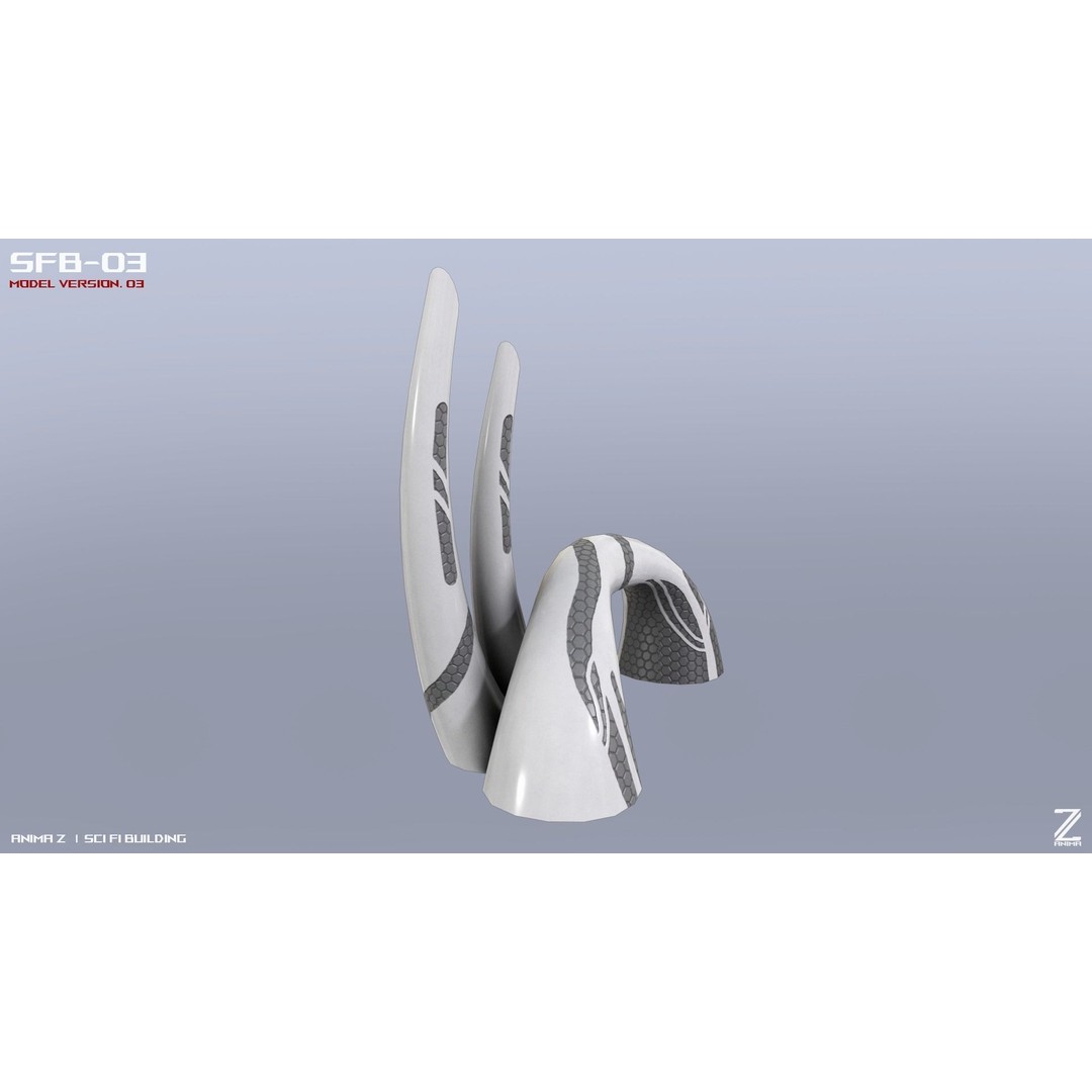 Sci-Fi Building 3D Model – Low Poly Game Asset, FBX, OBJ - View 10