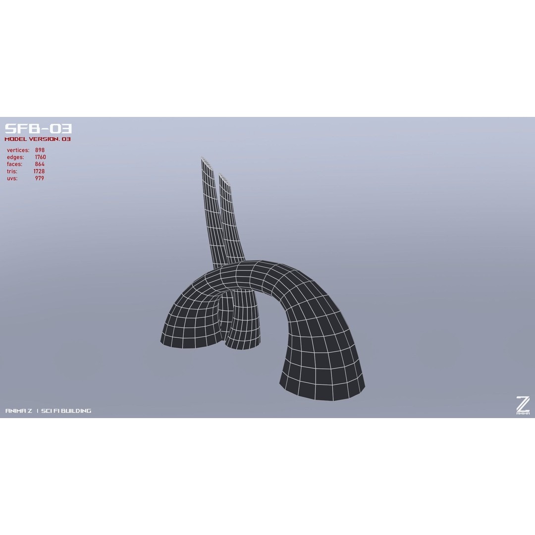 Sci-Fi Building 3D Model – Low Poly Game Asset, FBX, OBJ - View 11