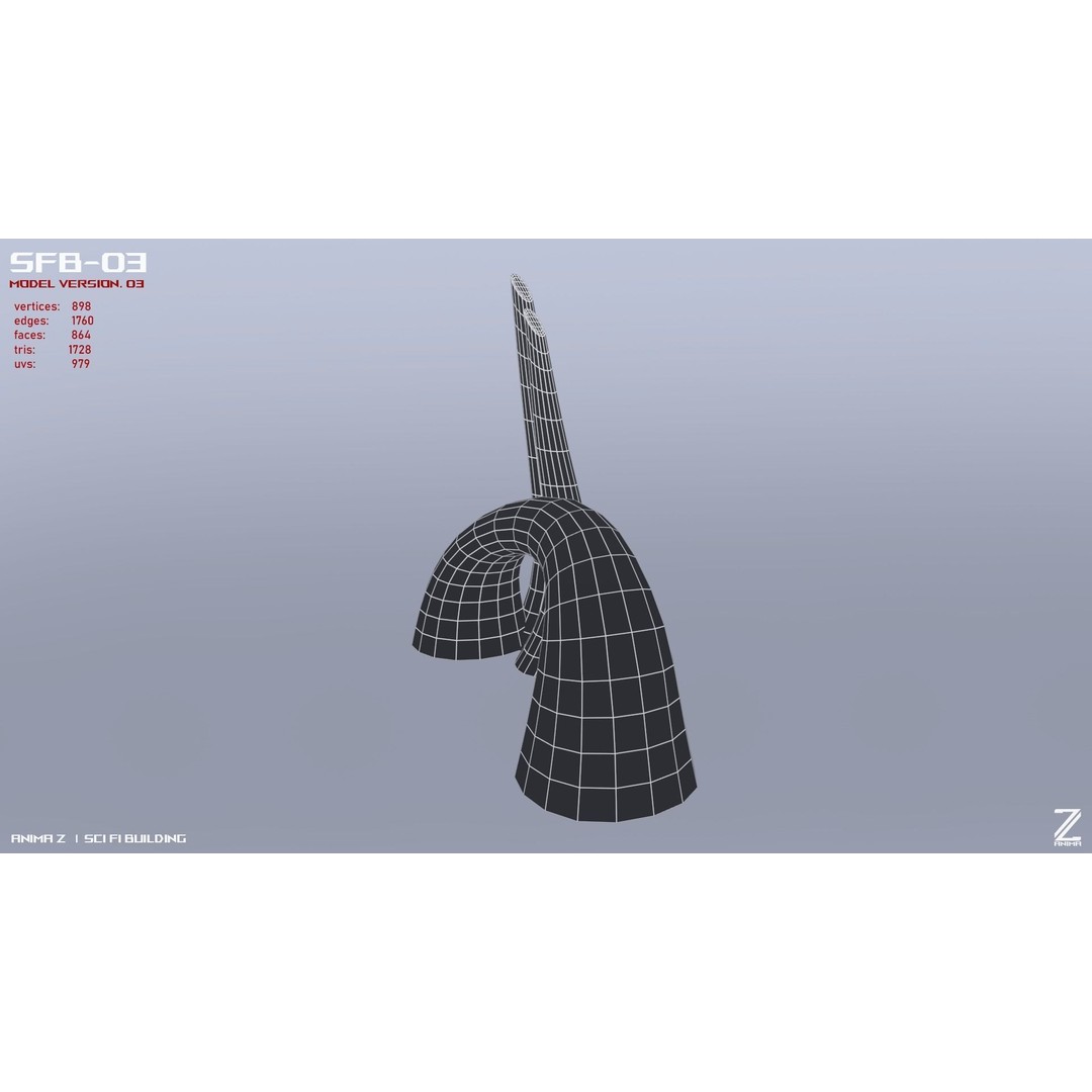 Sci-Fi Building 3D Model – Low Poly Game Asset, FBX, OBJ - View 12