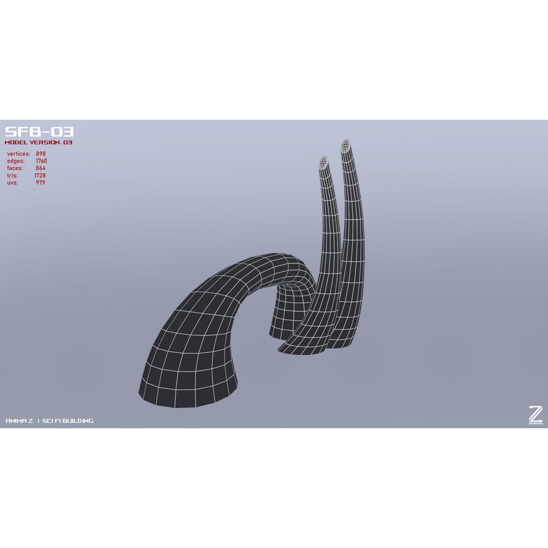 Sci-Fi Building 3D Model – Low Poly Game Asset, FBX, OBJ - View 13