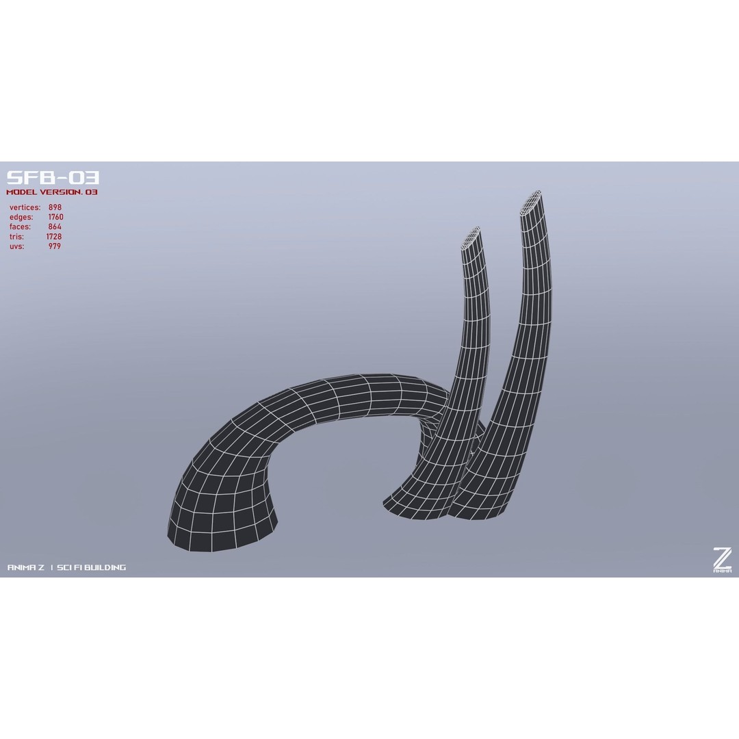 Sci-Fi Building 3D Model – Low Poly Game Asset, FBX, OBJ - View 14