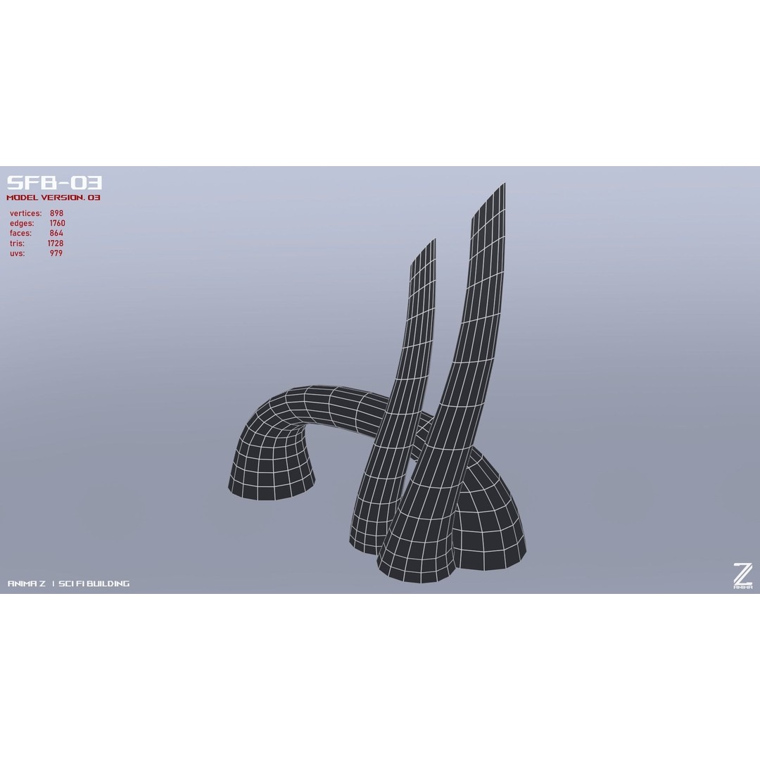 Sci-Fi Building 3D Model – Low Poly Game Asset, FBX, OBJ - View 15