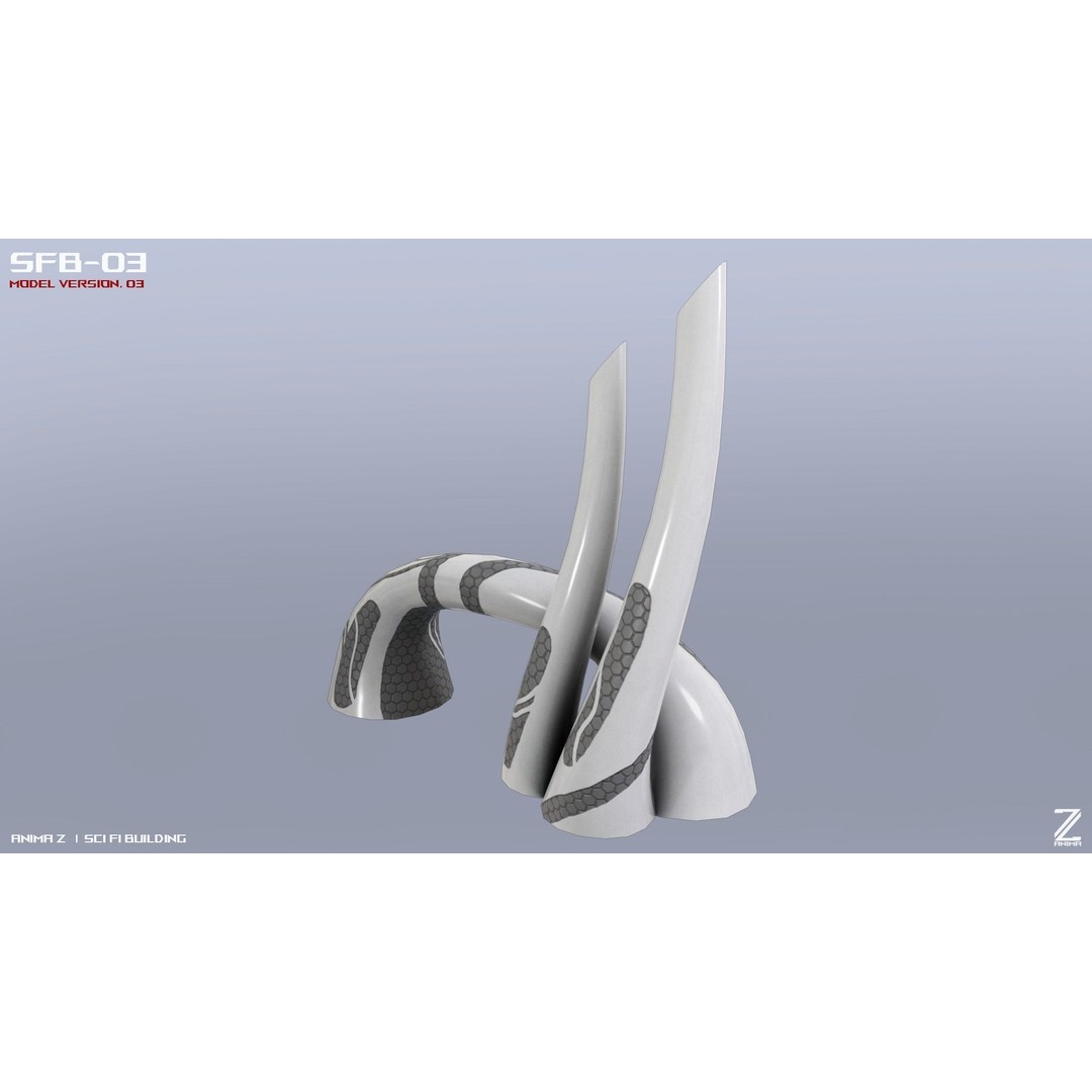 Sci-Fi Building 3D Model – Low Poly Game Asset, FBX, OBJ - View 9