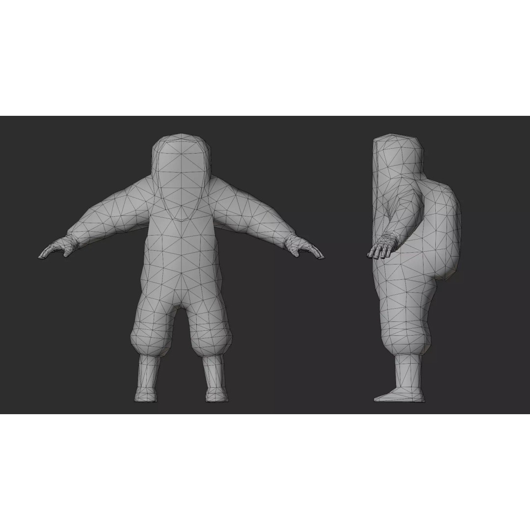 Hazmat Suit 3D Model – Low Poly Rigged Character with PBR Textures - View 6