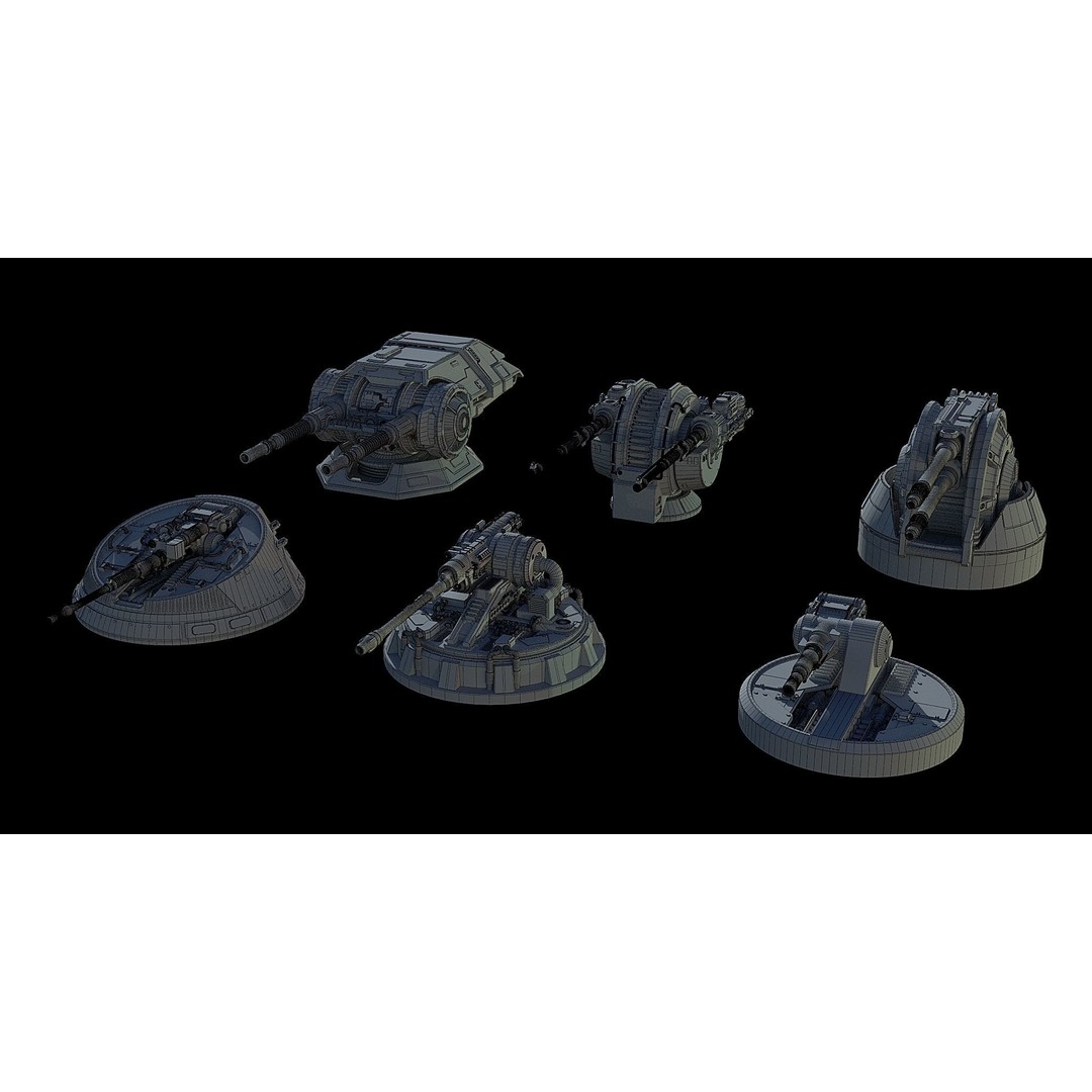 Sci-Fi Turret Gun and Missiles Pack 3D Model – Rigged Game Asset, FBX, OBJ - View 10