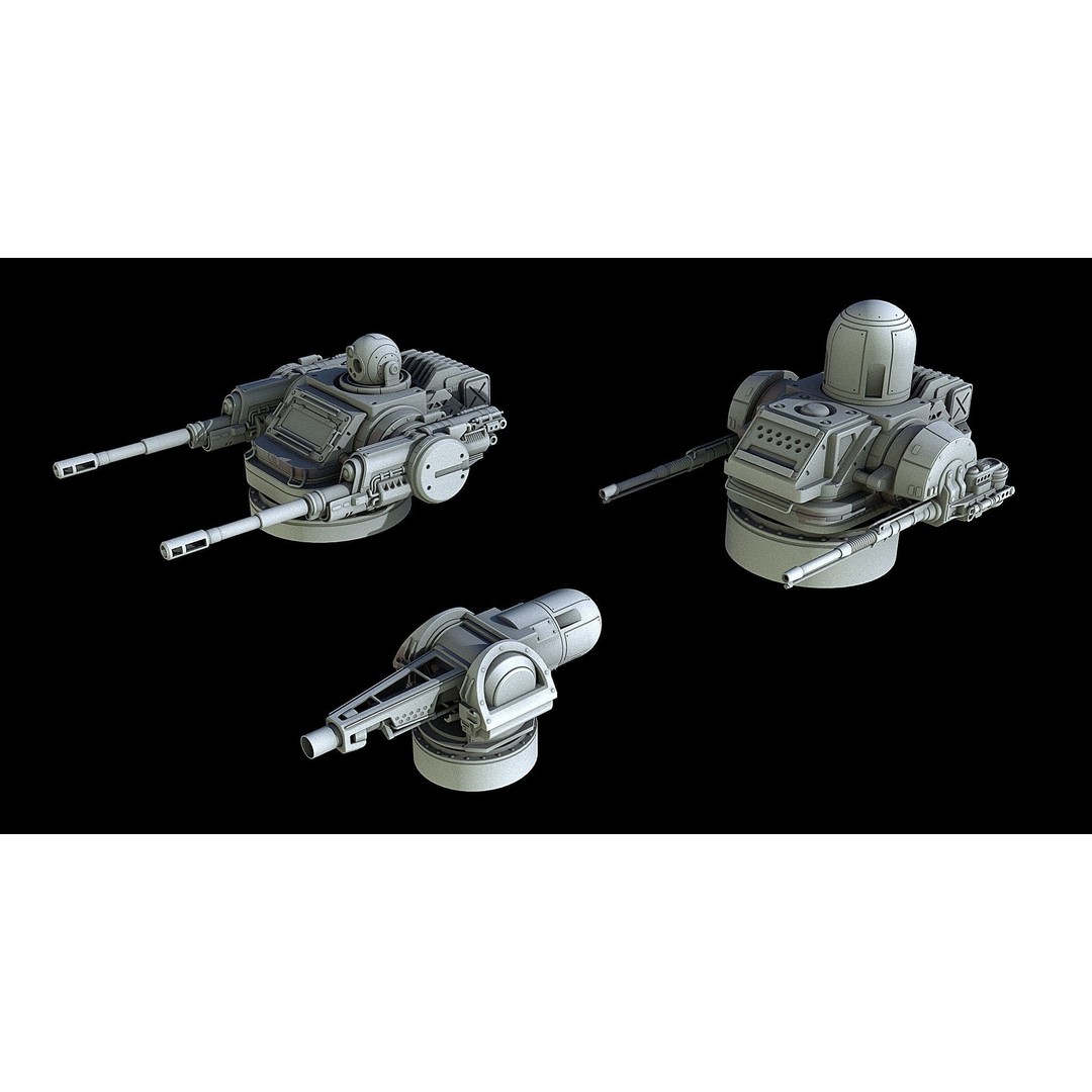 Sci-Fi Turret Gun and Missiles Pack 3D Model – Rigged Game Asset, FBX, OBJ - View 11
