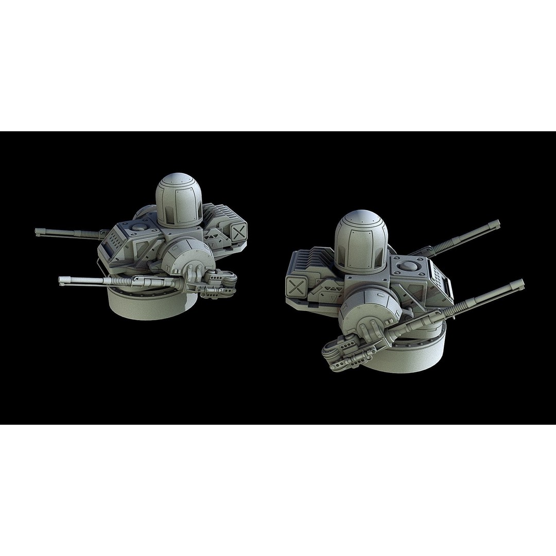 Sci-Fi Turret Gun and Missiles Pack 3D Model – Rigged Game Asset, FBX, OBJ - View 12