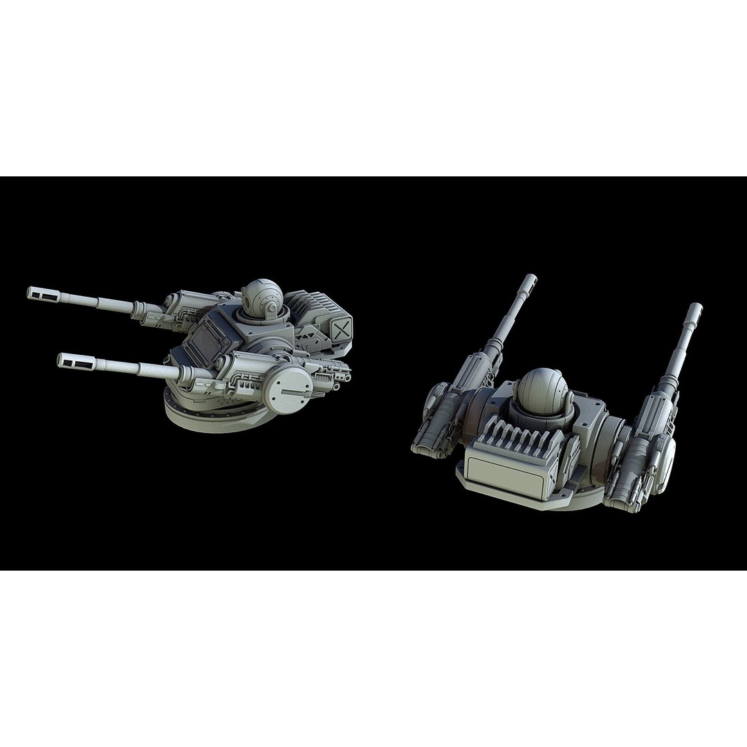 Sci-Fi Turret Gun and Missiles Pack 3D Model – Rigged Game Asset, FBX, OBJ - View 14
