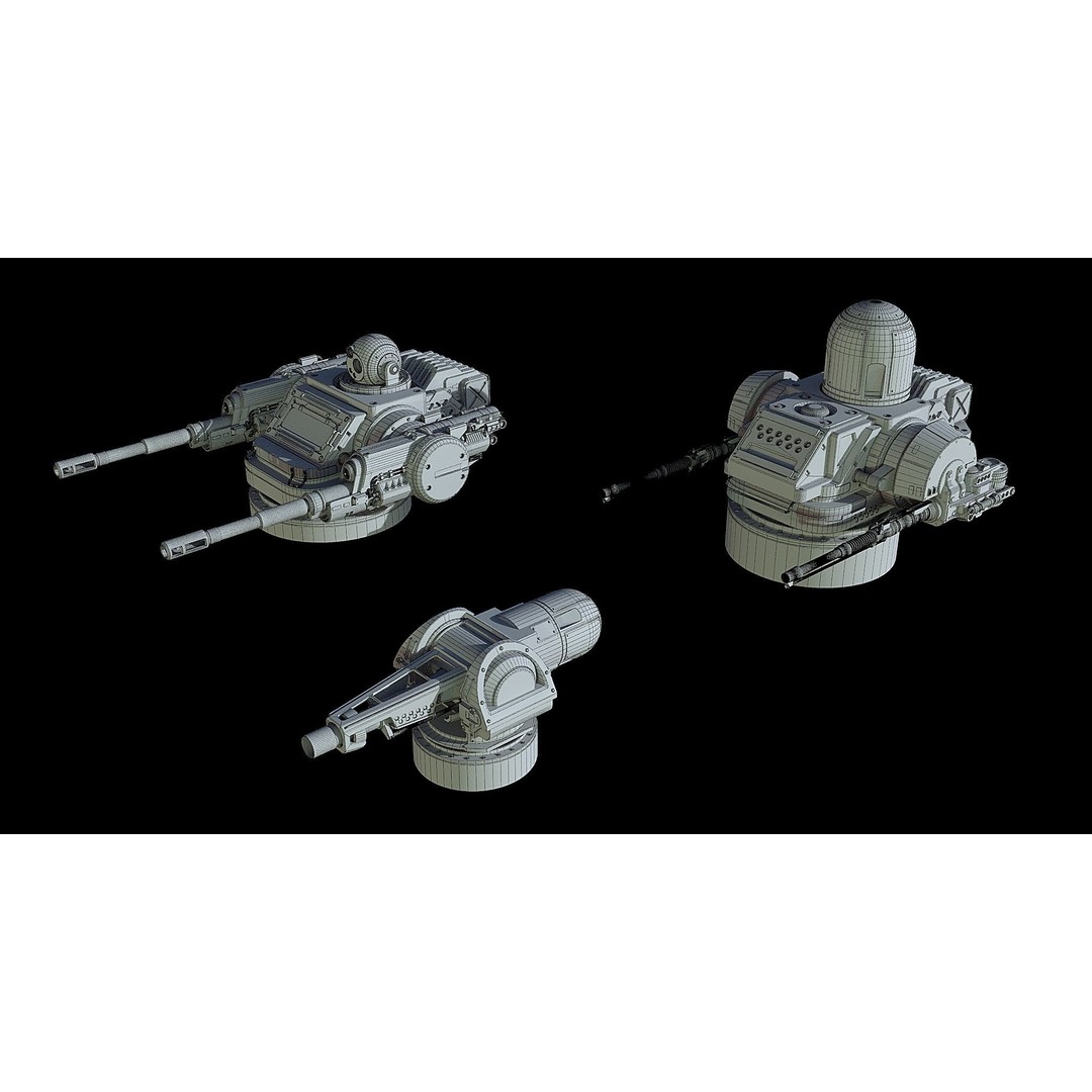 Sci-Fi Turret Gun and Missiles Pack 3D Model – Rigged Game Asset, FBX, OBJ - View 15
