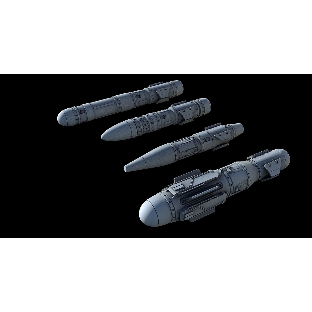 Sci-Fi Turret Gun and Missiles Pack 3D Model – Rigged Game Asset, FBX, OBJ - View 16