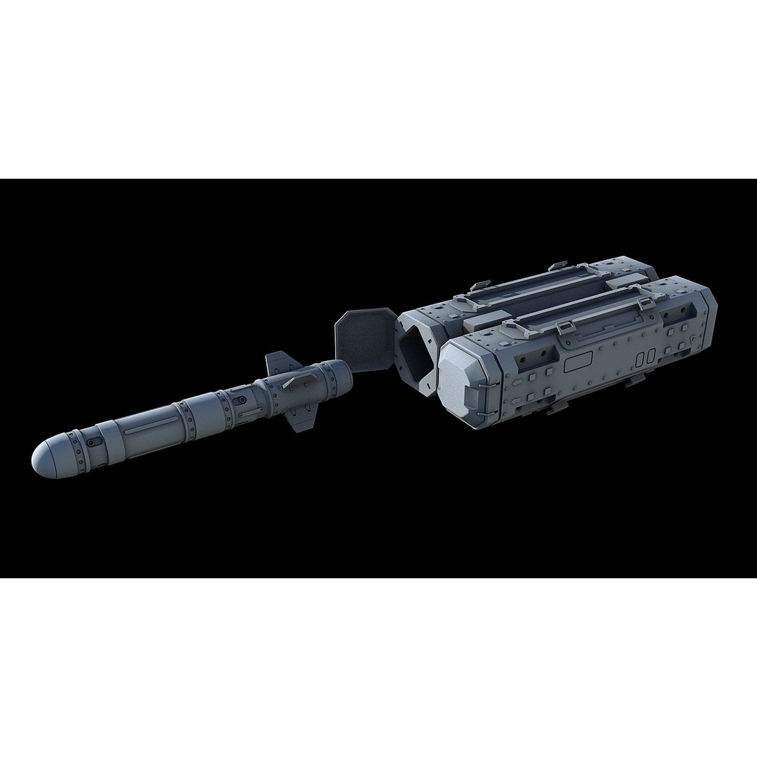 Sci-Fi Turret Gun and Missiles Pack 3D Model – Rigged Game Asset, FBX, OBJ - View 19