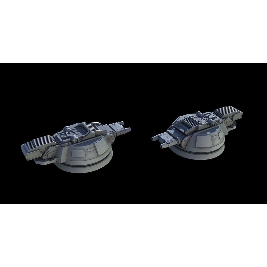 Sci-Fi Turret Gun and Missiles Pack 3D Model – Rigged Game Asset, FBX, OBJ - View 23