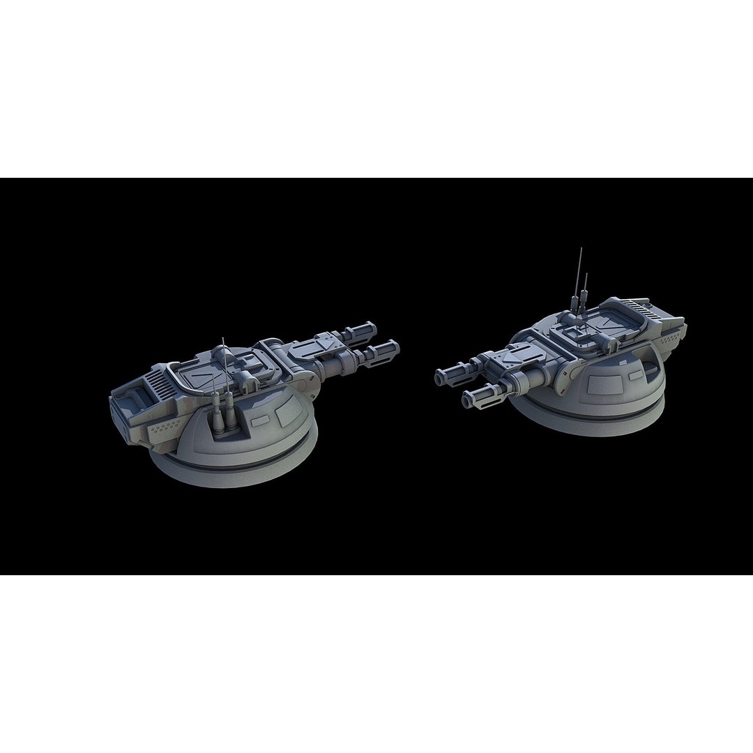 Sci-Fi Turret Gun and Missiles Pack 3D Model – Rigged Game Asset, FBX, OBJ - View 24