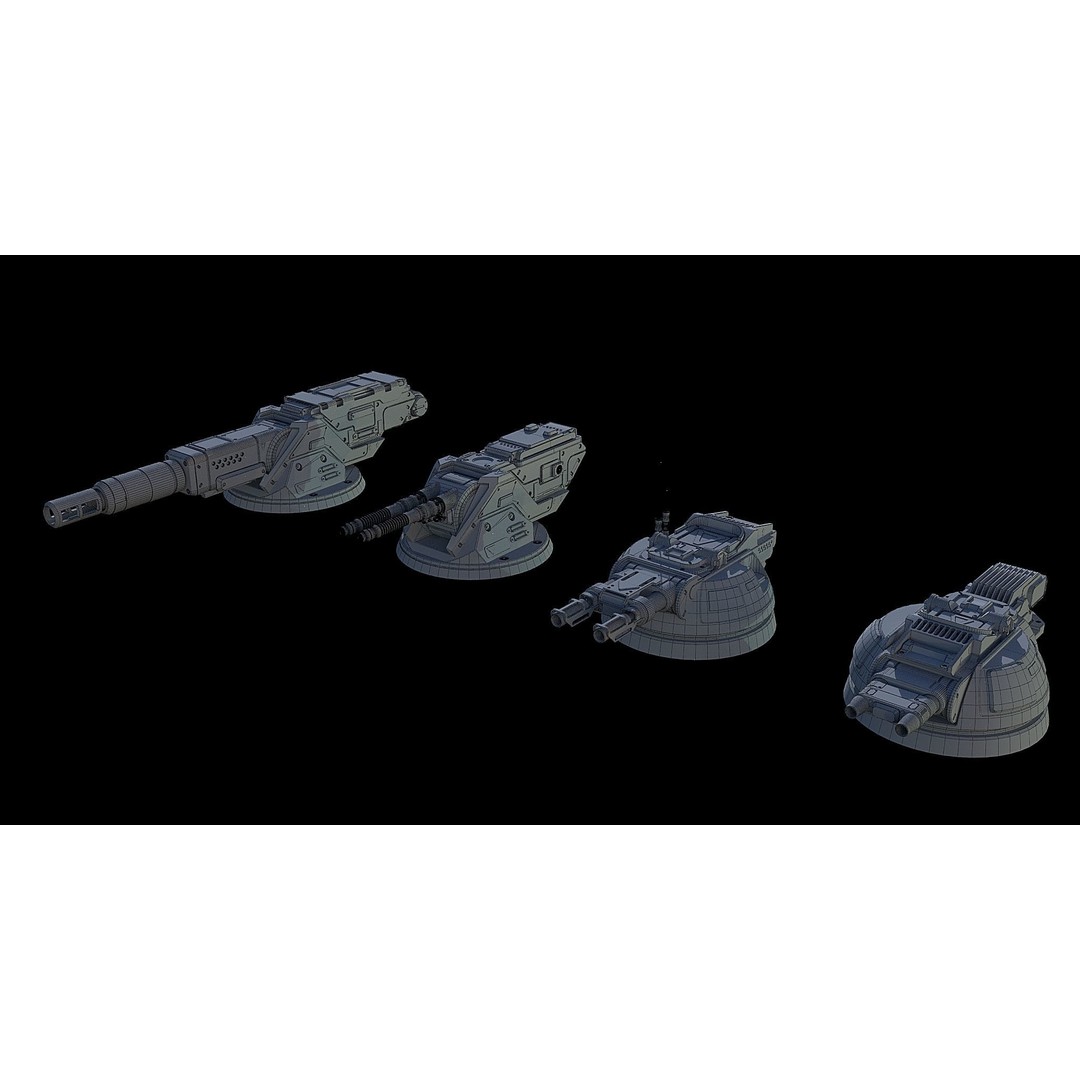 Sci-Fi Turret Gun and Missiles Pack 3D Model – Rigged Game Asset, FBX, OBJ - View 27