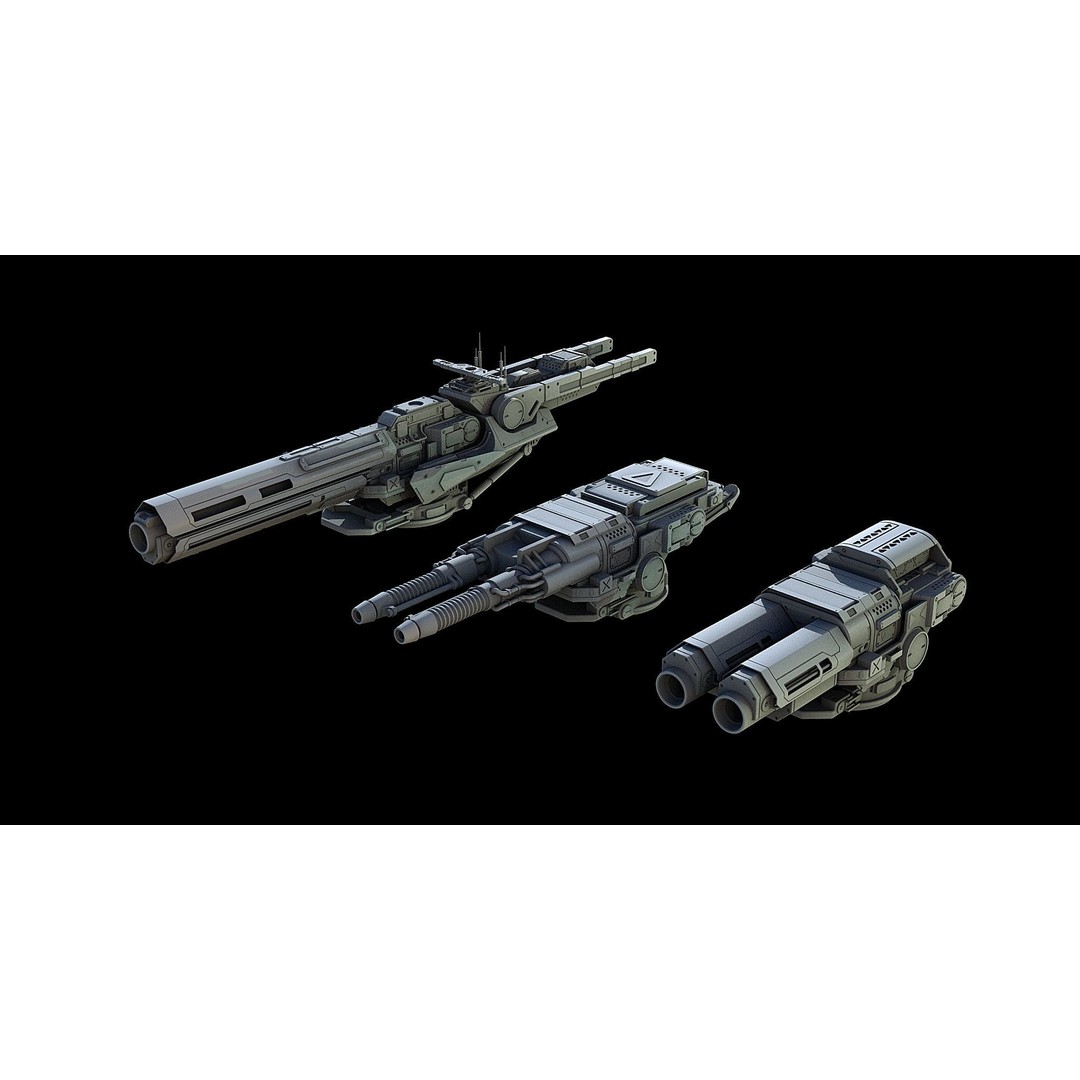 Sci-Fi Turret Gun and Missiles Pack 3D Model – Rigged Game Asset, FBX, OBJ - View 28