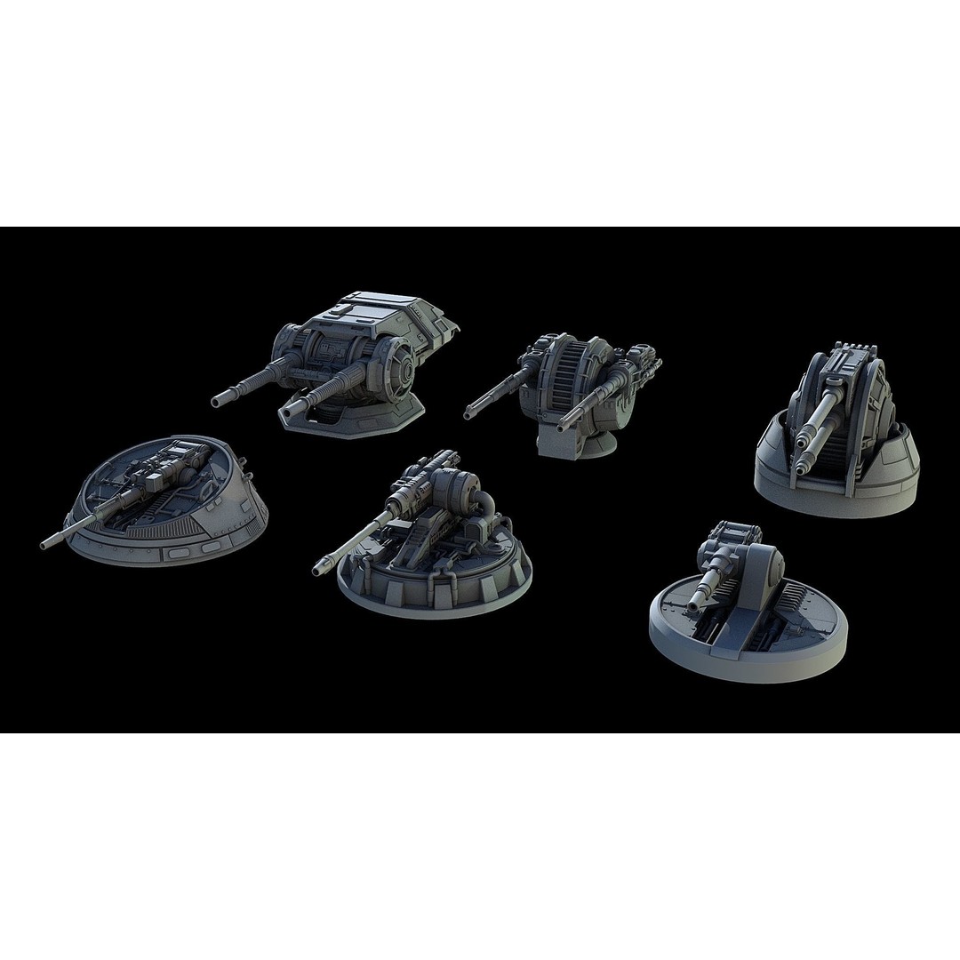 Sci-Fi Turret Gun and Missiles Pack 3D Model – Rigged Game Asset, FBX, OBJ - View 3