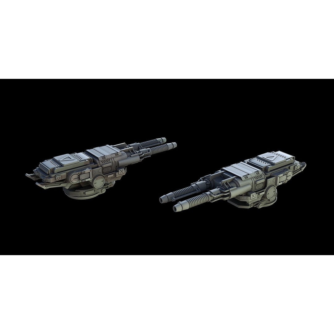 Sci-Fi Turret Gun and Missiles Pack 3D Model – Rigged Game Asset, FBX, OBJ - View 30
