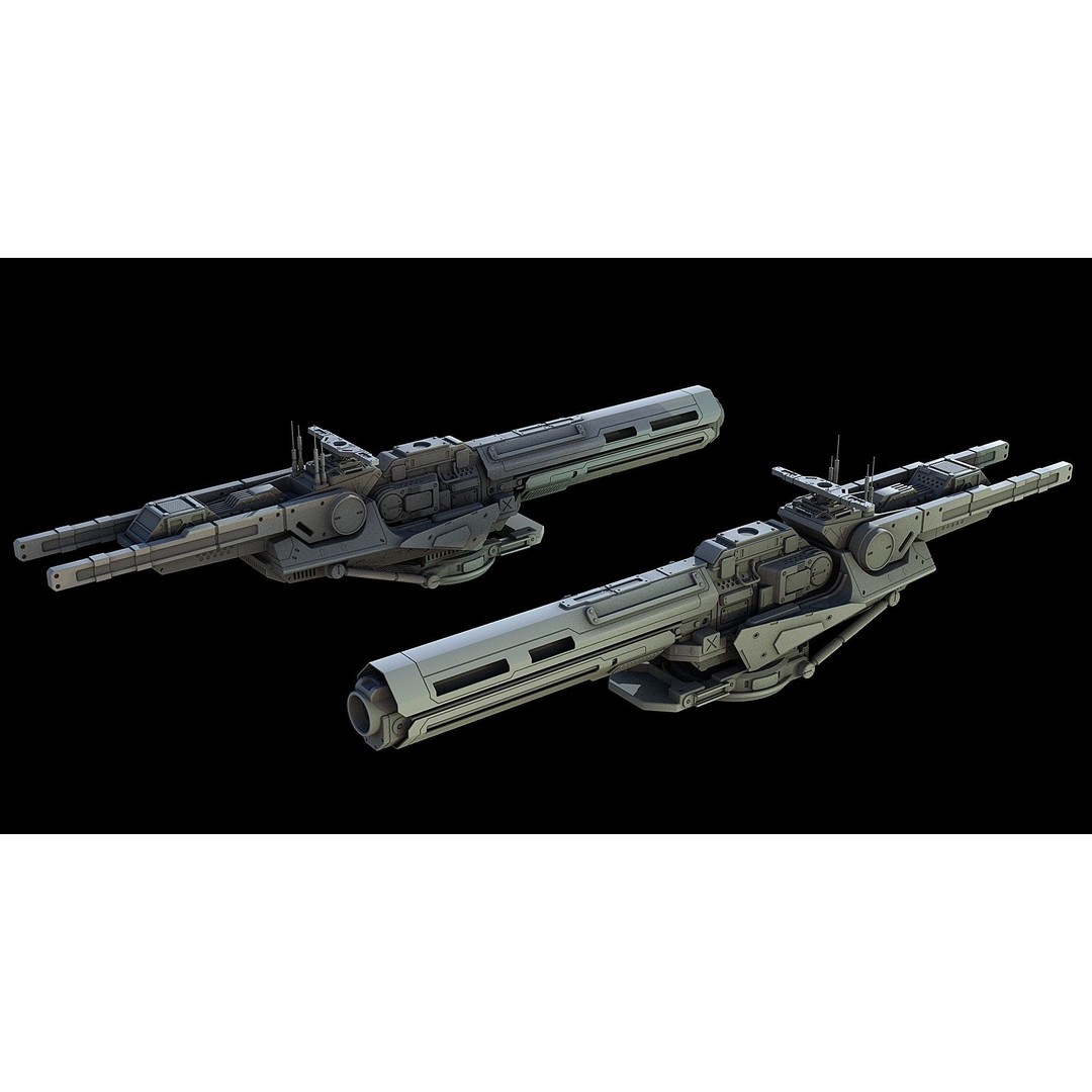Sci-Fi Turret Gun and Missiles Pack 3D Model – Rigged Game Asset, FBX, OBJ - View 31
