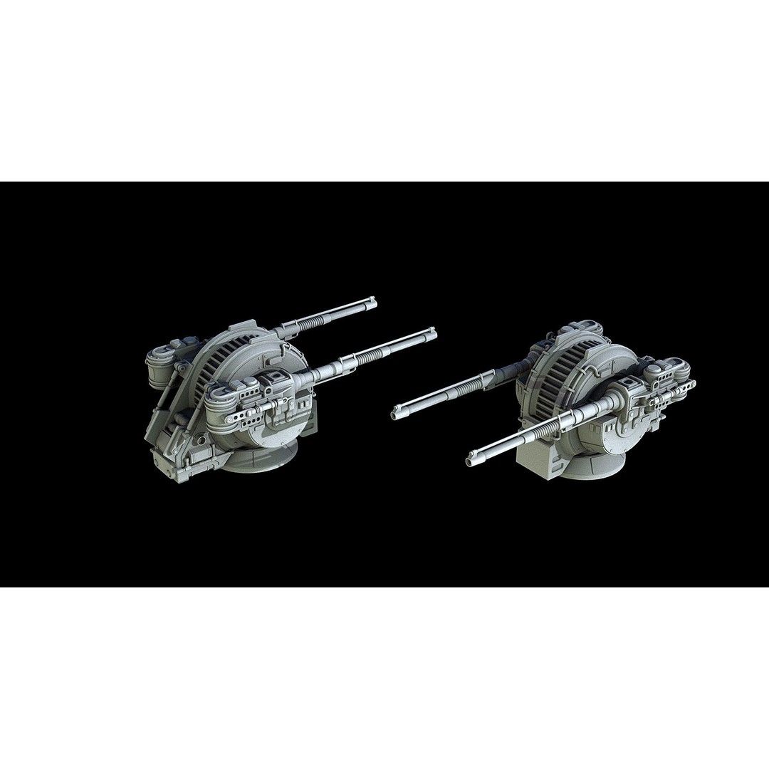 Sci-Fi Turret Gun and Missiles Pack 3D Model – Rigged Game Asset, FBX, OBJ - View 8