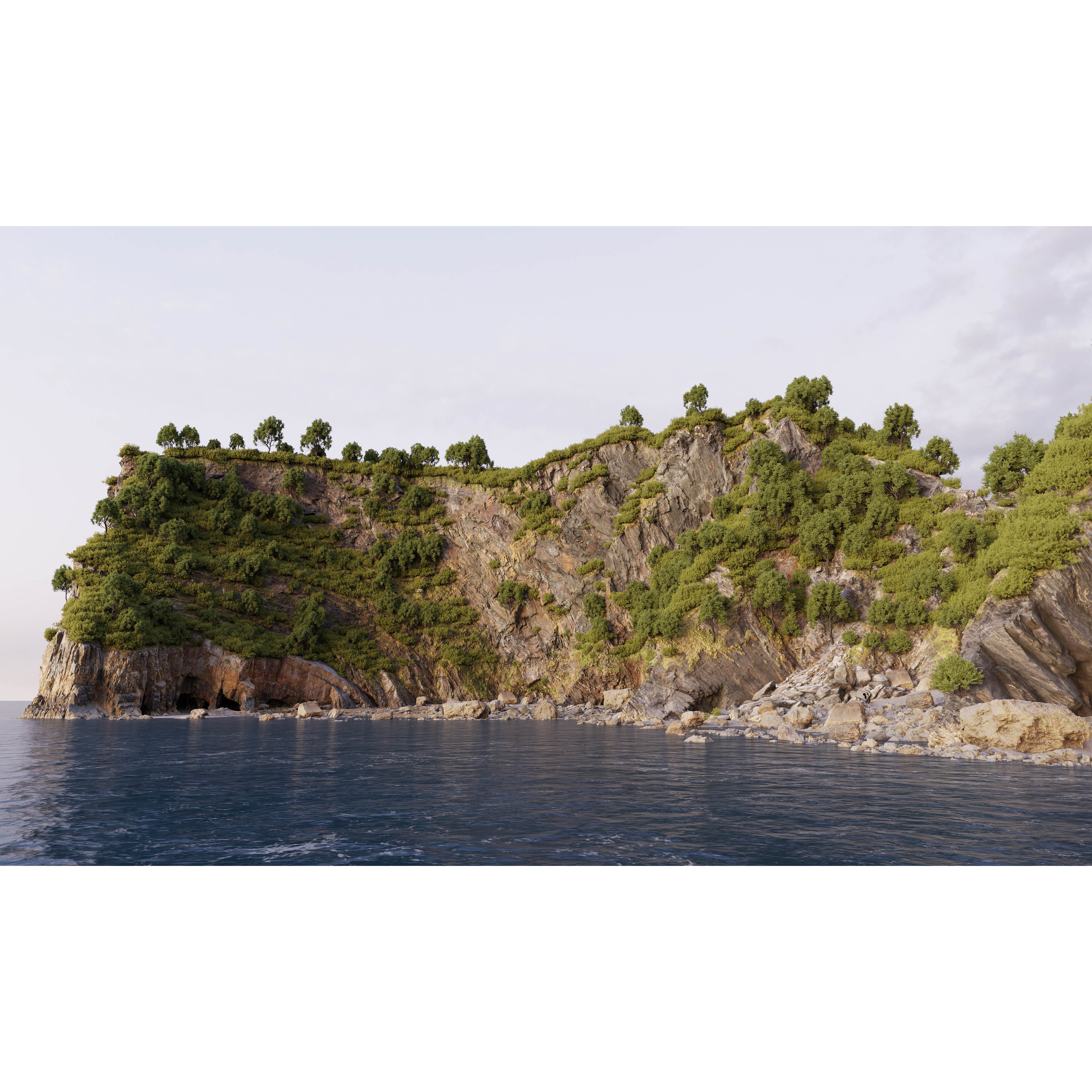 Large Coast Cliff - Low-Poly PBR 3D Model - View 3