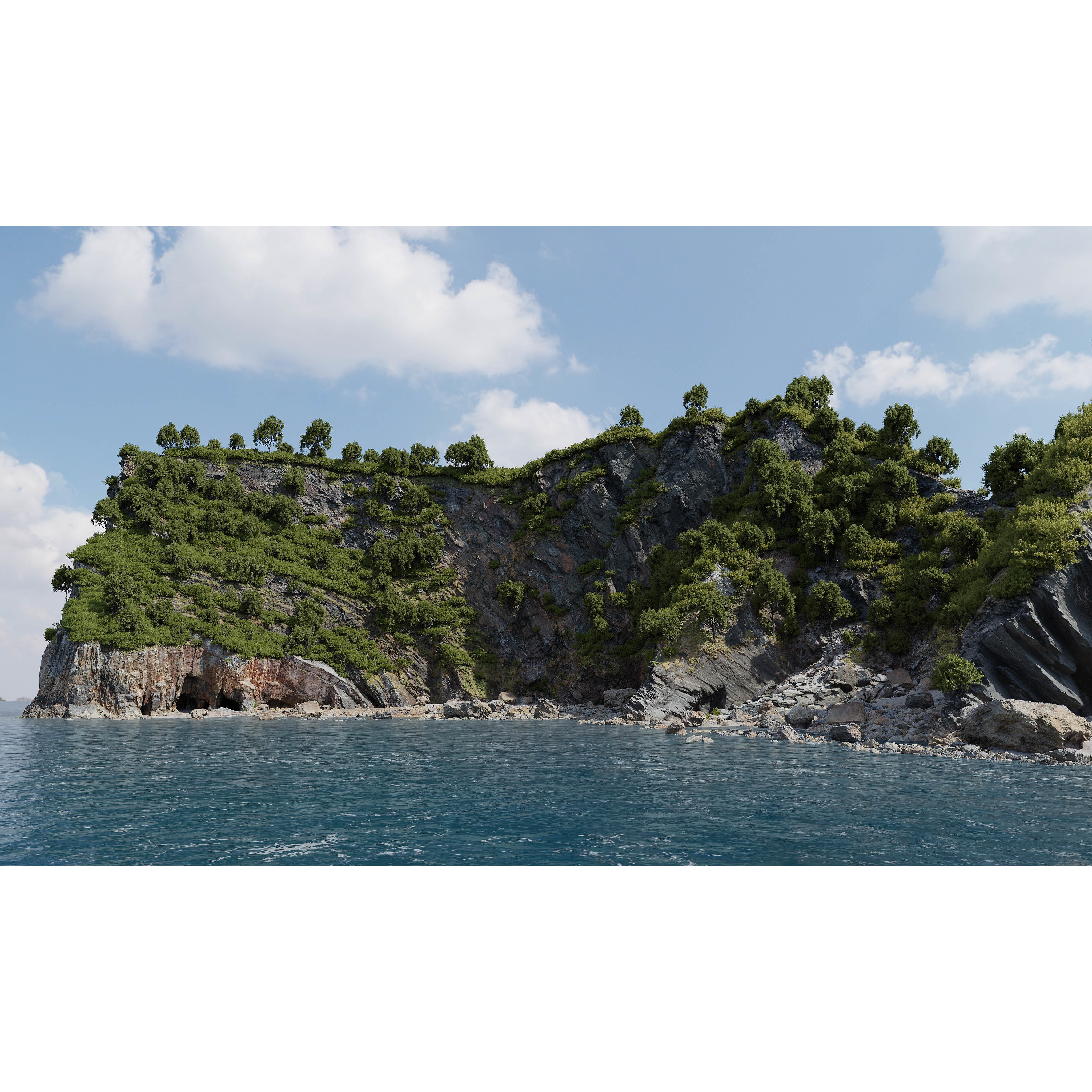 Large Coast Cliff - Low-Poly PBR 3D Model - View 7