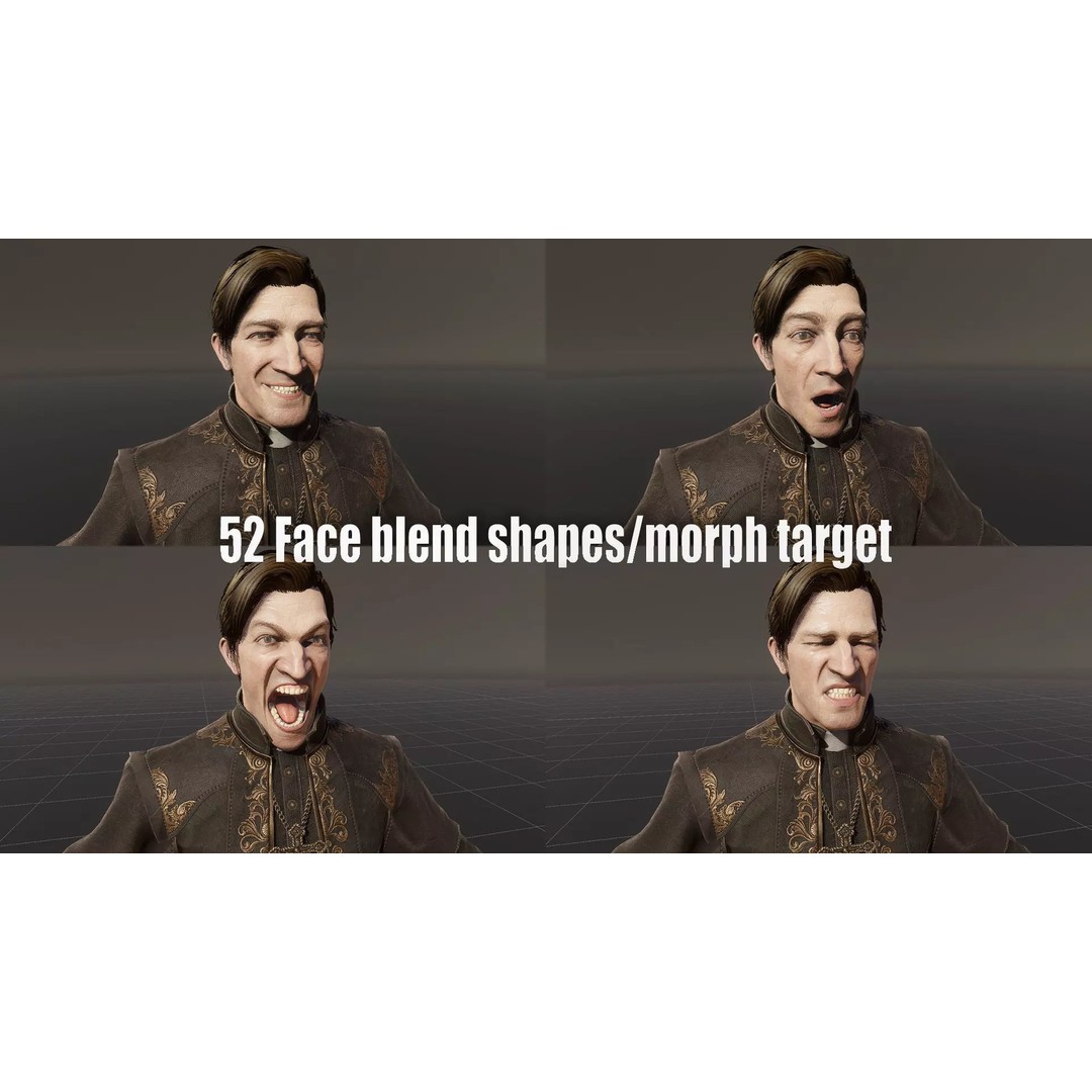 Catholic Priest Low-Poly 3D Model – Rigged Game Asset, FBX, PBR