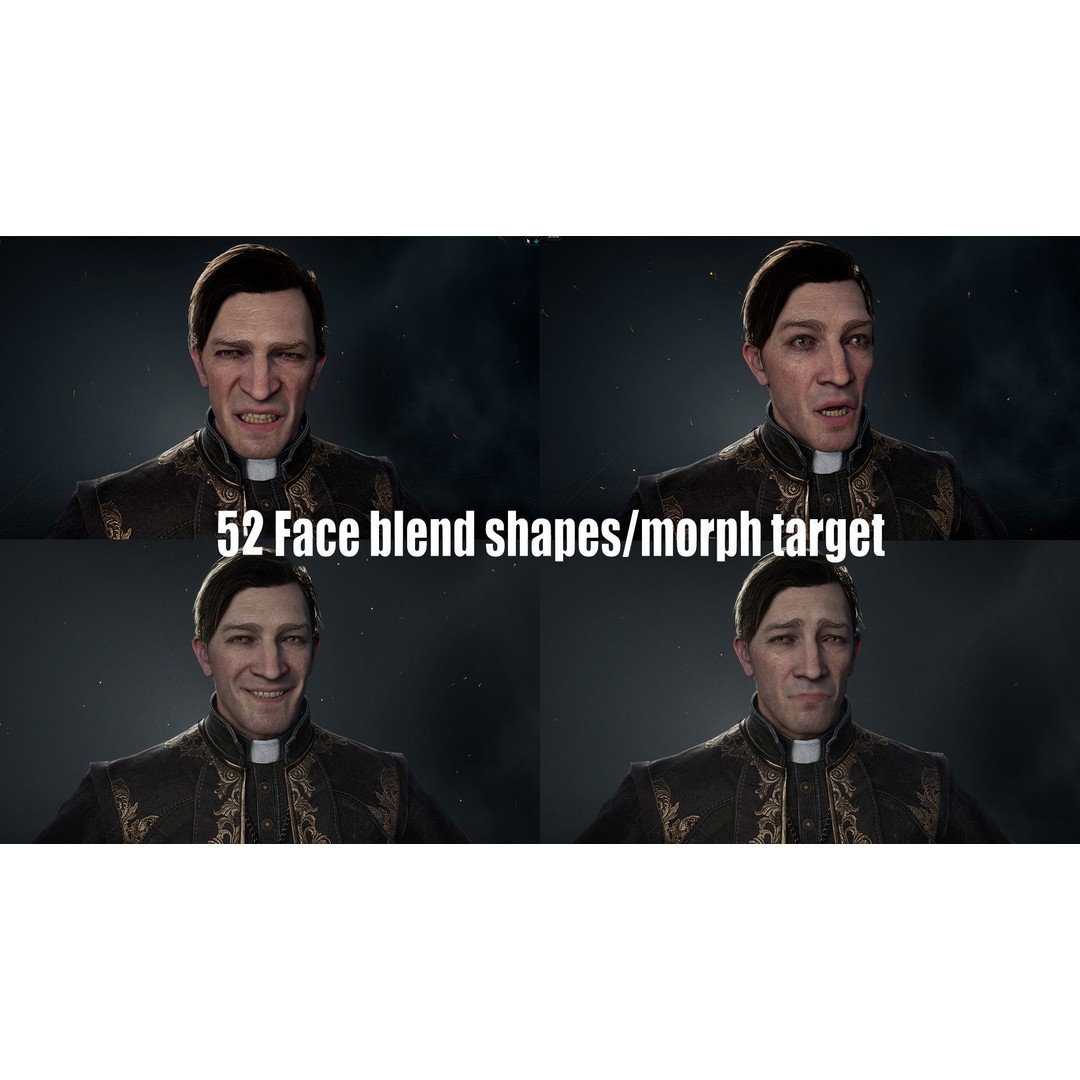 Catholic Priest Low-Poly 3D Model – Rigged Game Asset, FBX, PBR - View 11