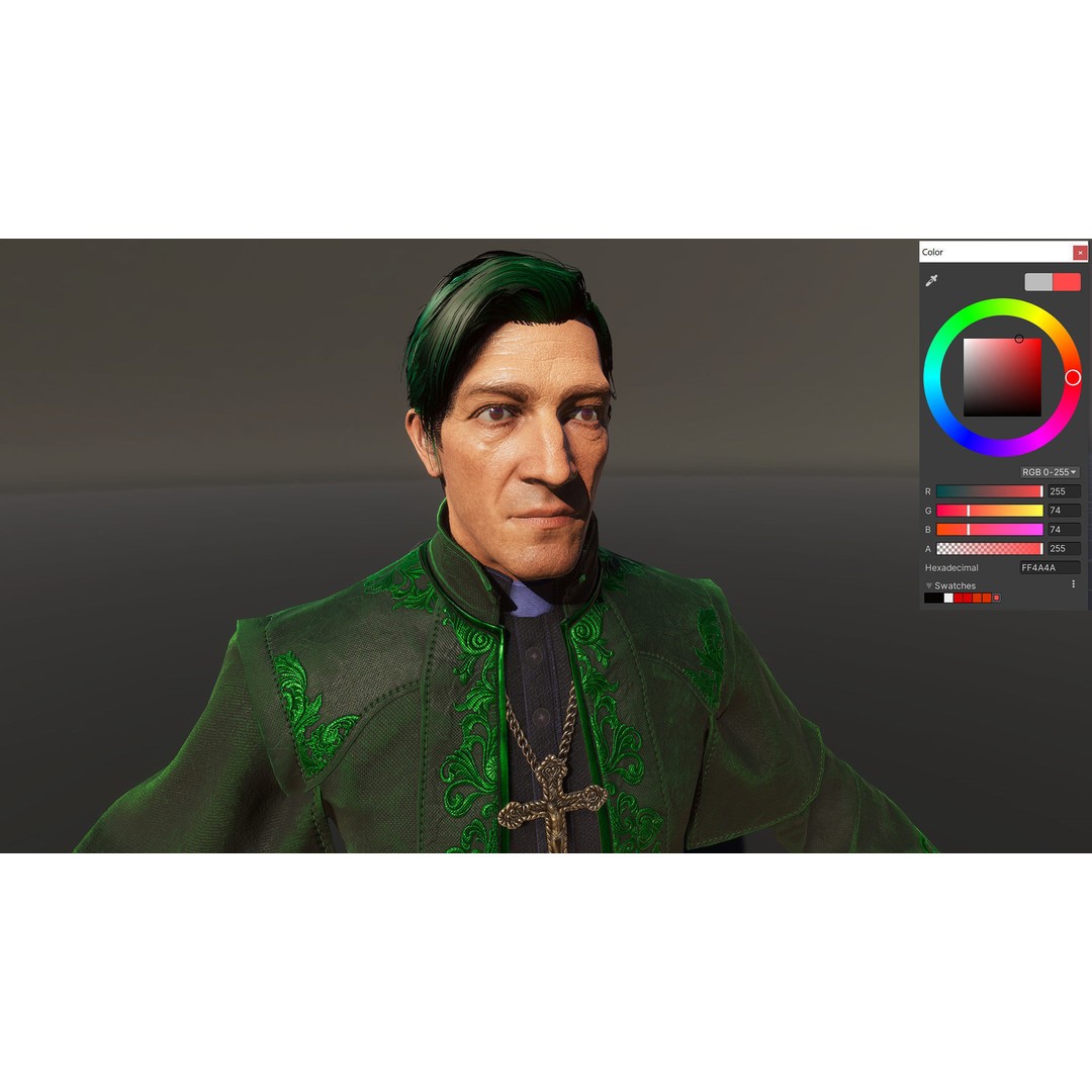 Catholic Priest Low-Poly 3D Model – Rigged Game Asset, FBX, PBR - View 16