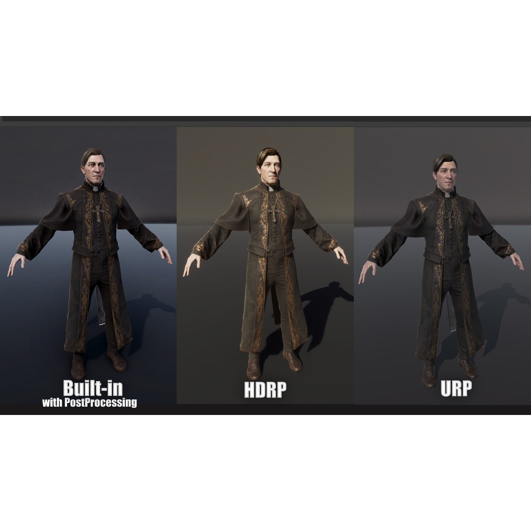 Catholic Priest Low-Poly 3D Model – Rigged Game Asset, FBX, PBR - View 20