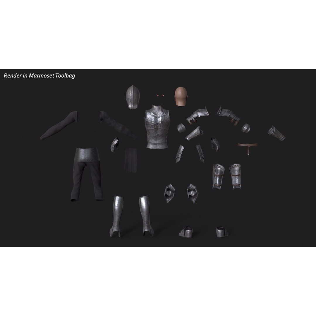 Knight 3D Model – Low Poly Rigged Character with PBR Textures - View 10
