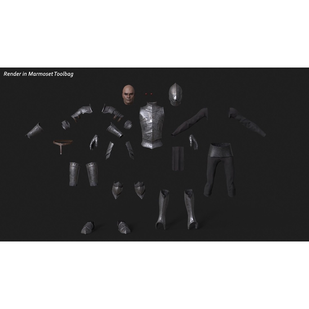 Knight 3D Model – Low Poly Rigged Character with PBR Textures - View 11