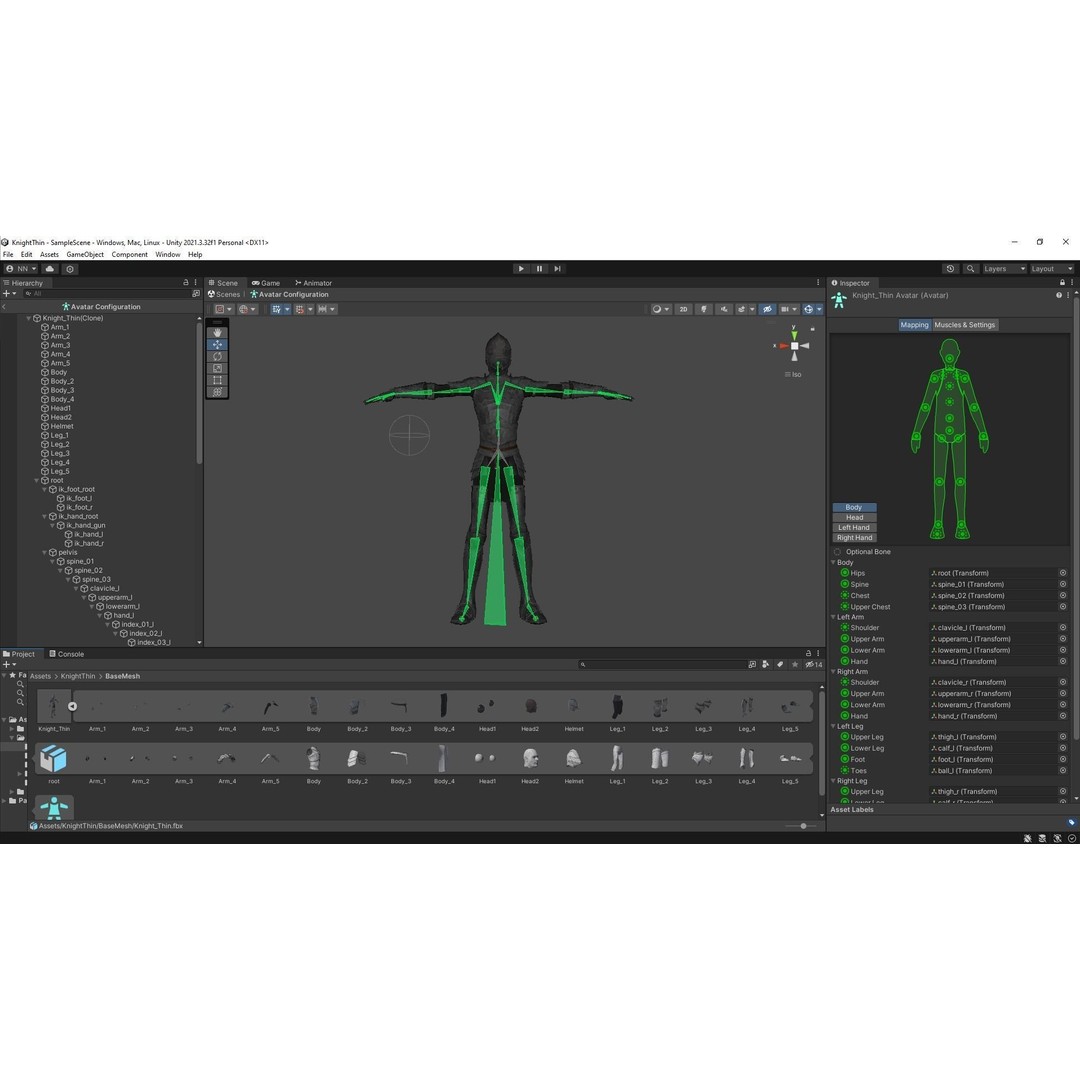Knight 3D Model – Low Poly Rigged Character with PBR Textures - View 14