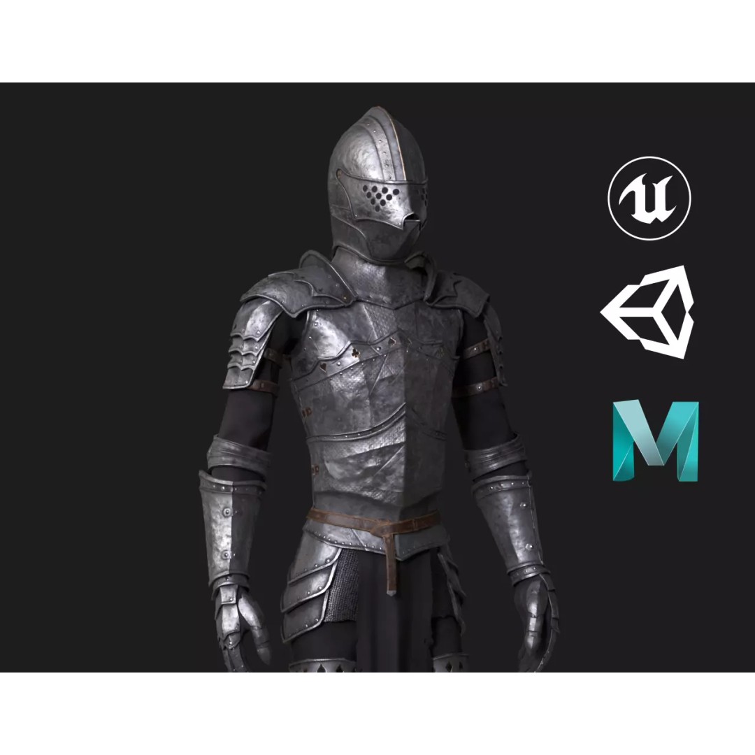 Knight 3D Model – Low Poly Rigged Character with PBR Textures - View 2