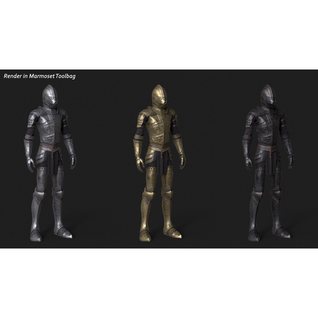 Knight 3D Model – Low Poly Rigged Character with PBR Textures - View 3