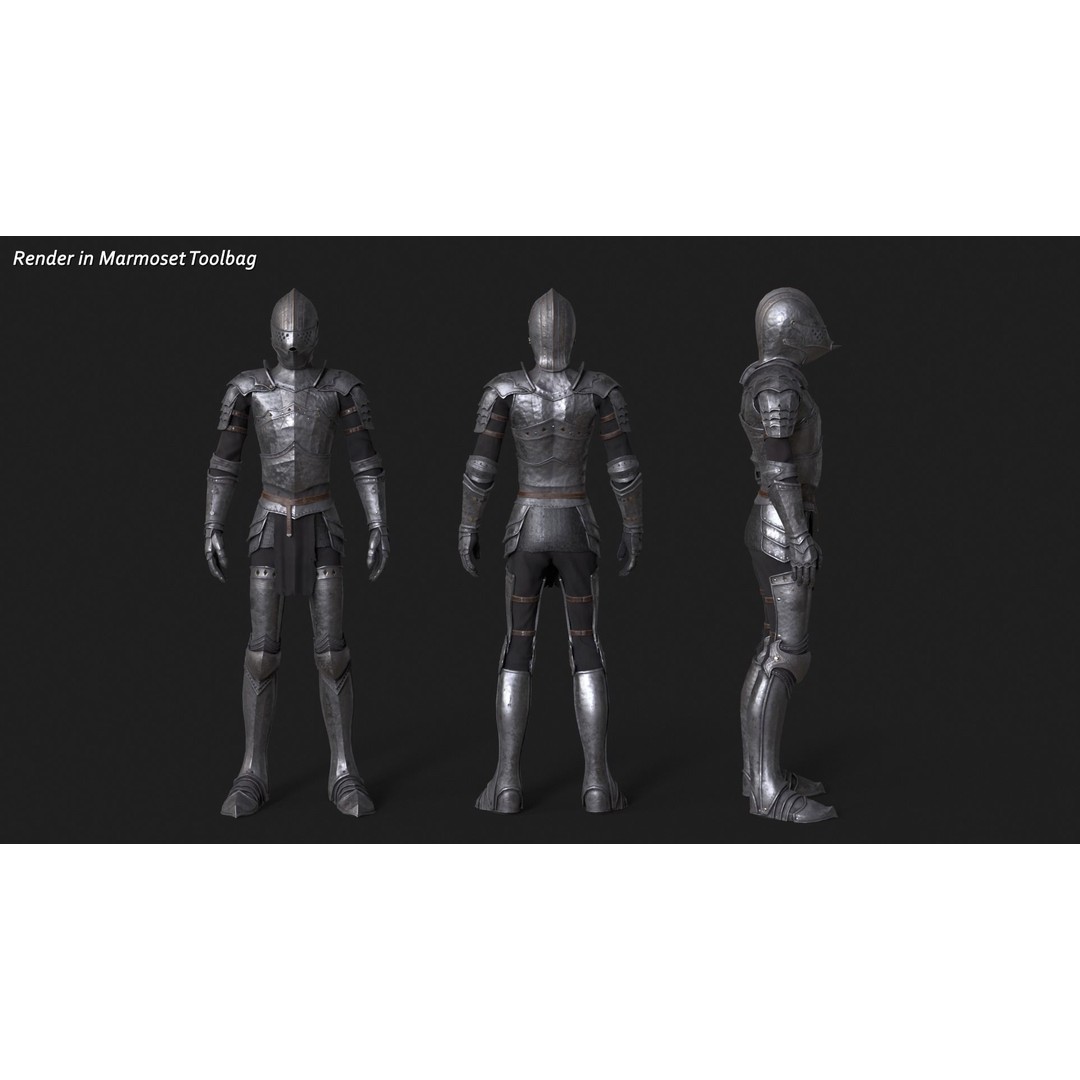 Knight 3D Model – Low Poly Rigged Character with PBR Textures - View 4