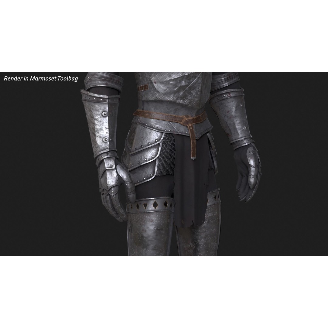 Knight 3D Model – Low Poly Rigged Character with PBR Textures - View 6