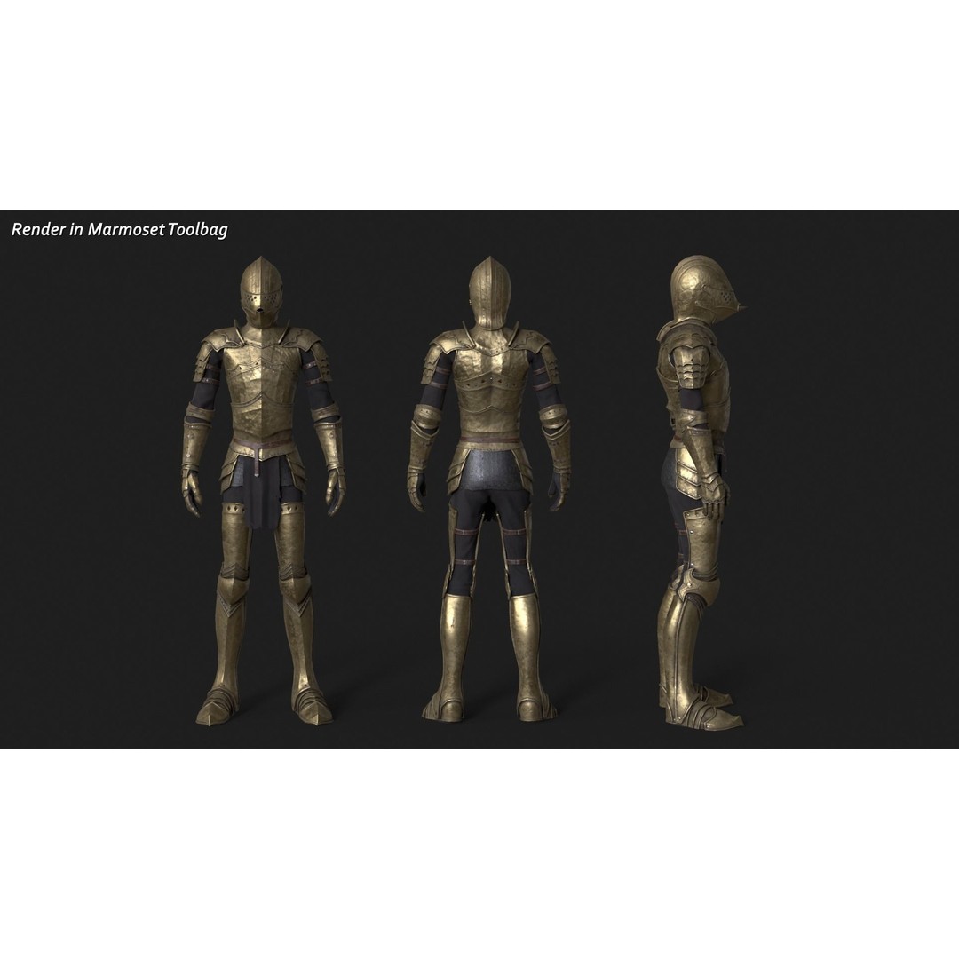 Knight 3D Model – Low Poly Rigged Character with PBR Textures - View 9