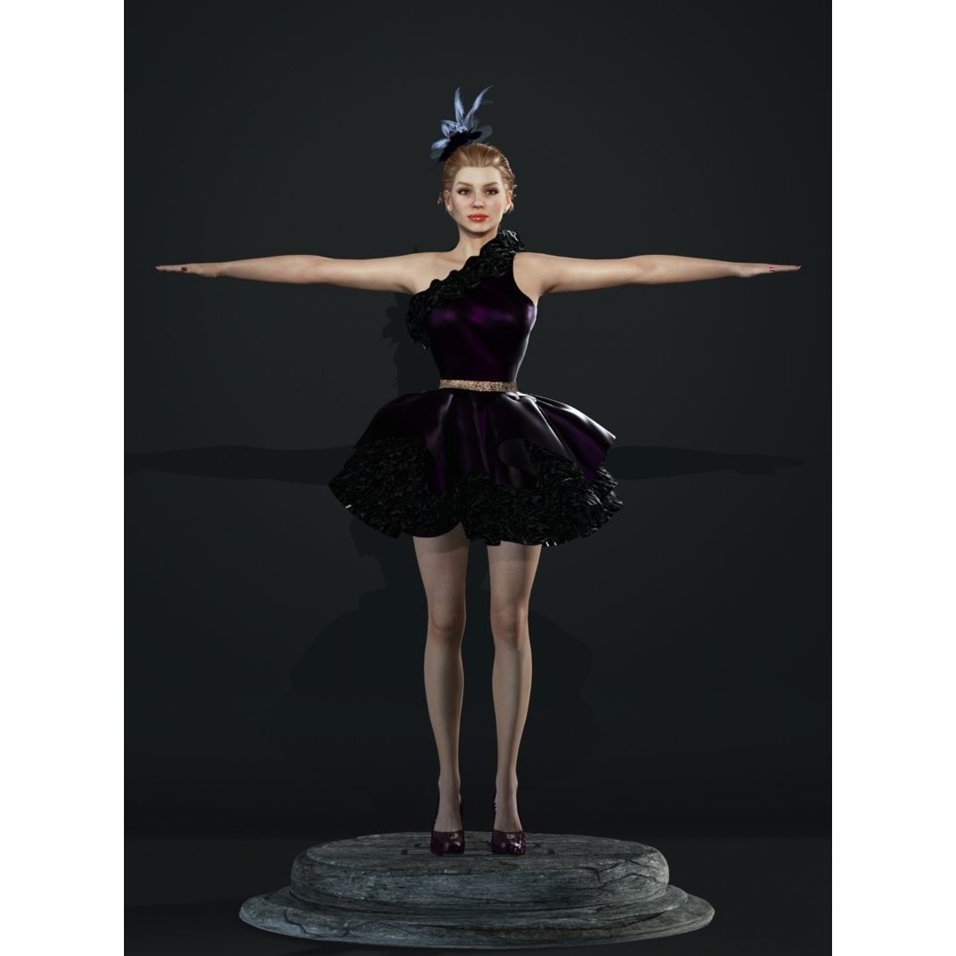 Ballet Dancer 3D Model – Low Poly Game-Ready Character, FBX/OBJ - View 3