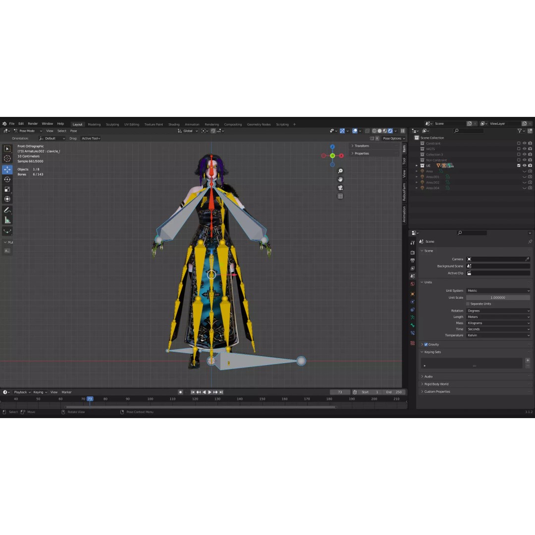 Female Mage 3D Model – Low Poly RPG Character, Rigged FBX