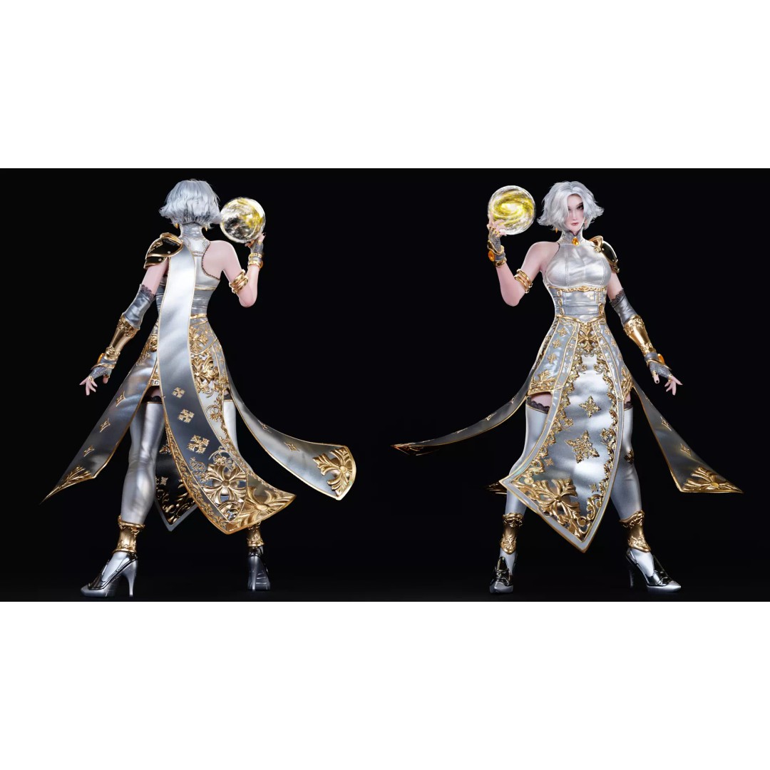 Female Mage 3D Model – Low Poly RPG Character, Rigged FBX - View 11